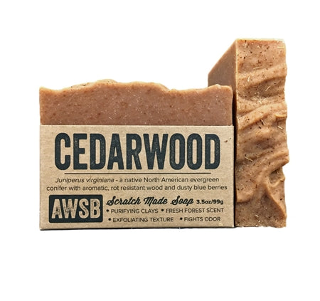 handmade, vegan, cruelty free soap. exfoliant! bentonite, moroccan red clay, fir and cedar