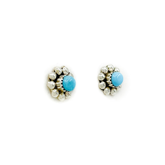 Tiny Round Turquoise Stud Earrings