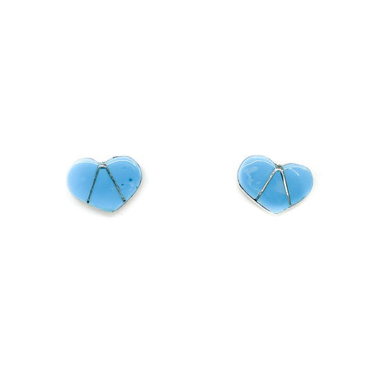 Load image into Gallery viewer, Turquoise Channel Inlay Heart Earrings
