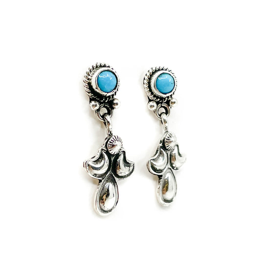 Load image into Gallery viewer, Turquoise with Decorative Silver Dangle - Diné

