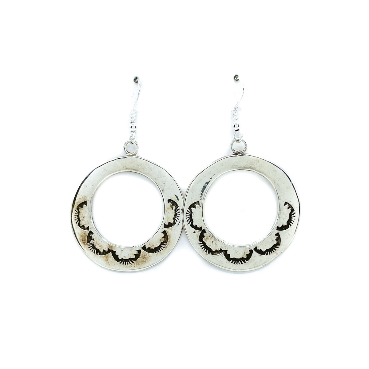 Sterling Silver Round Dangle Earrings