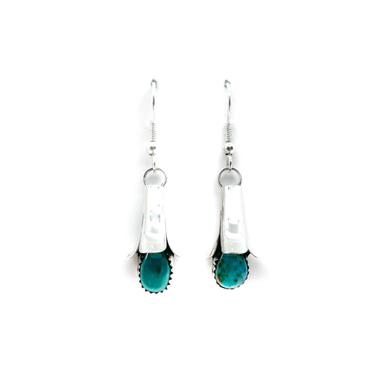Squash Blossom with Turquoise Dangle Earrings - Diné