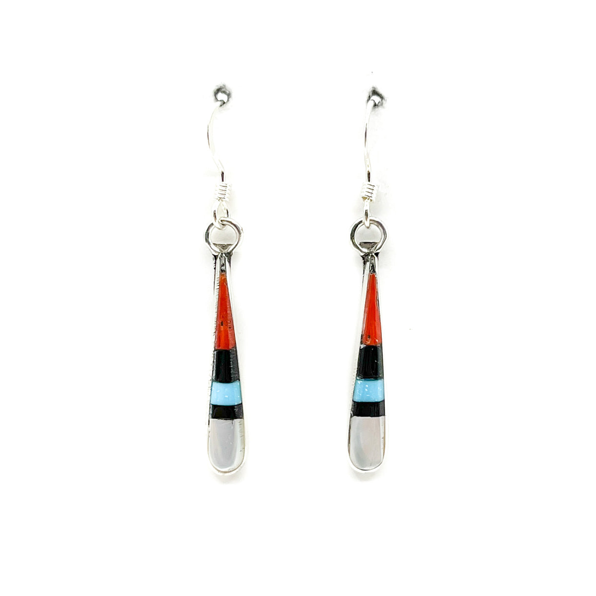 Delicately Tapered Inlay Earring - Zuni