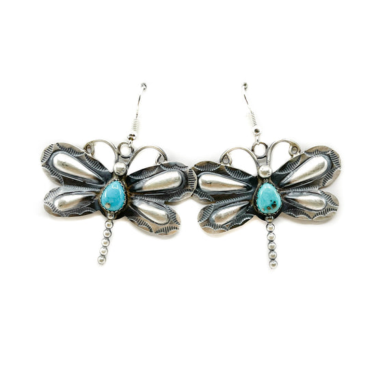 Load image into Gallery viewer, Dragonflies &amp;amp; Turquoise Earrings - Diné
