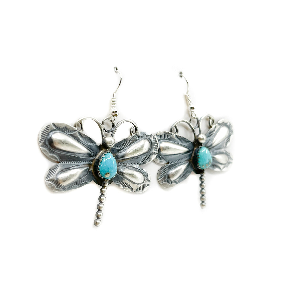 Load image into Gallery viewer, Dragonflies &amp;amp; Turquoise Earrings - Diné
