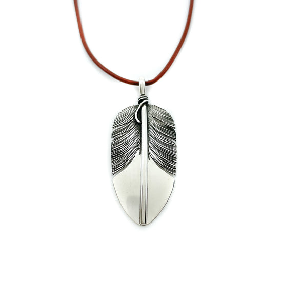 Long Feather Pendant with 24 inch Leather Cord