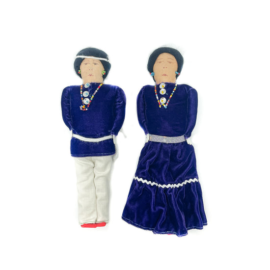 Diné Cloth Dolls in Purple Velveteen - Couple (Sold as a Set)