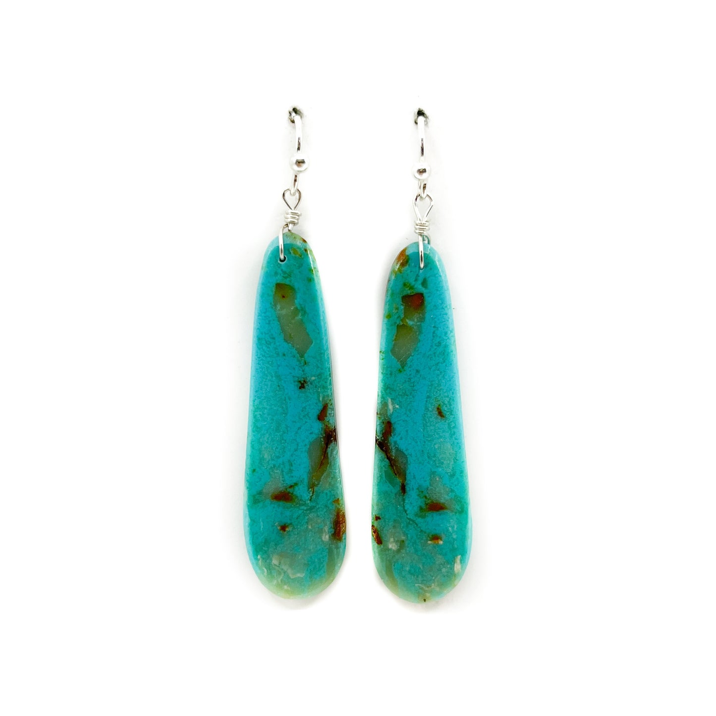 Load image into Gallery viewer, Elongated Turquoise Slab Earrings

