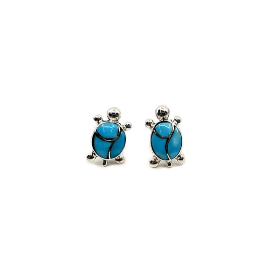 Load image into Gallery viewer, Zuni Small Channel Inlay Turtle Earrings
