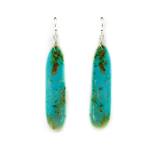 Load image into Gallery viewer, Long Turquoise Slab Earrings
