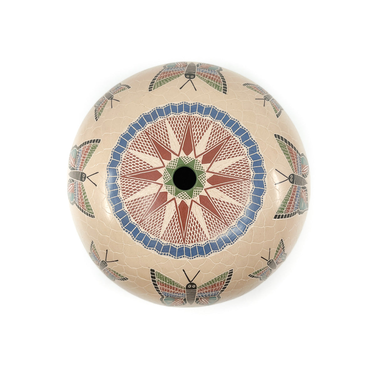 Mata Ortiz Pot in Orange with Beige Southwest Style Pattern
