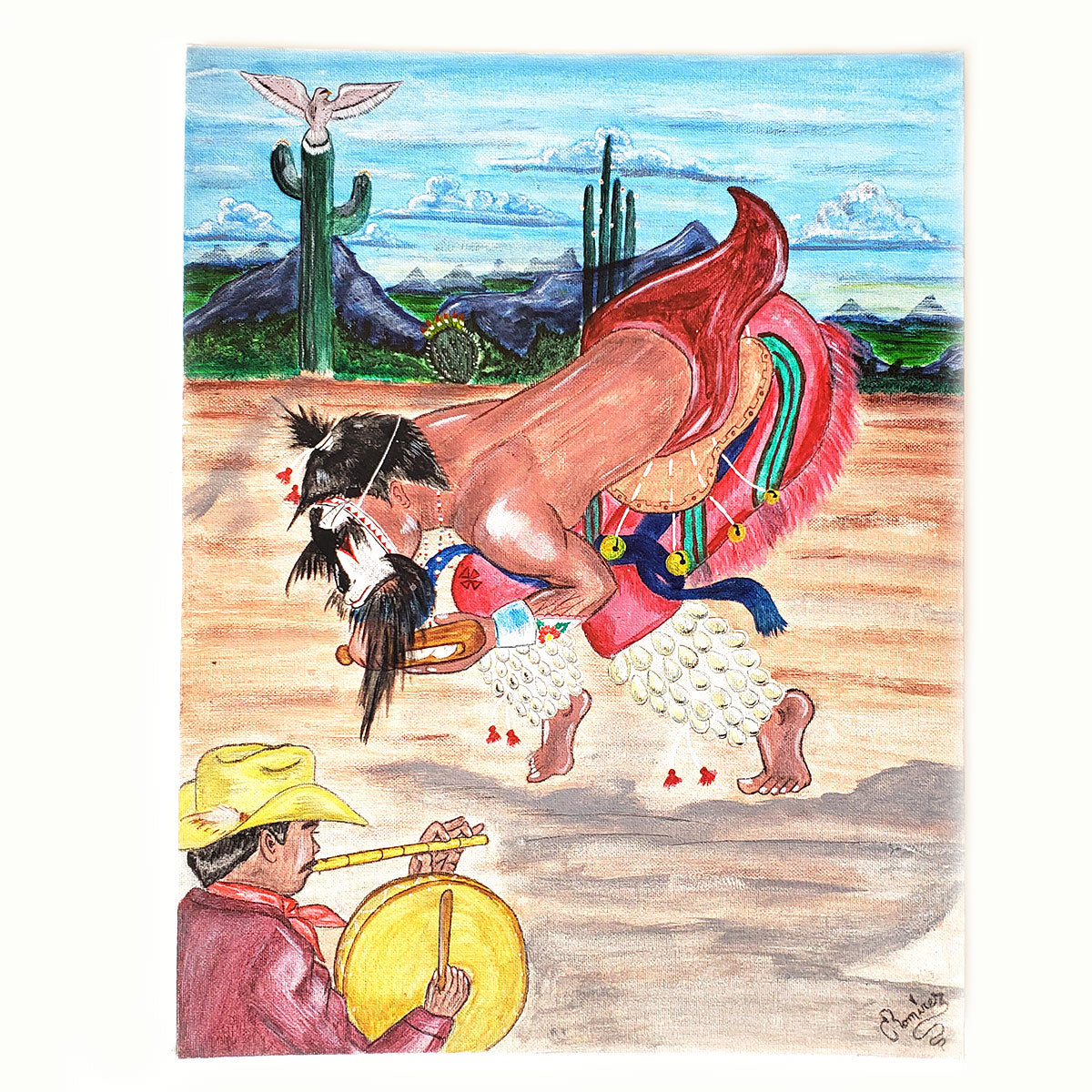 Original Painting - Pascola Dancer with Flute & Drum Player