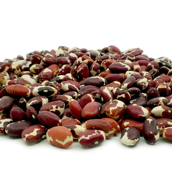 Beautiful maroon and white mottled Jacob's cattle bean Originally collected in the Four Corners region of the US Cooks quickly with a creamy texture and rich flavor 1 lb bag Food item, not sold as seed
