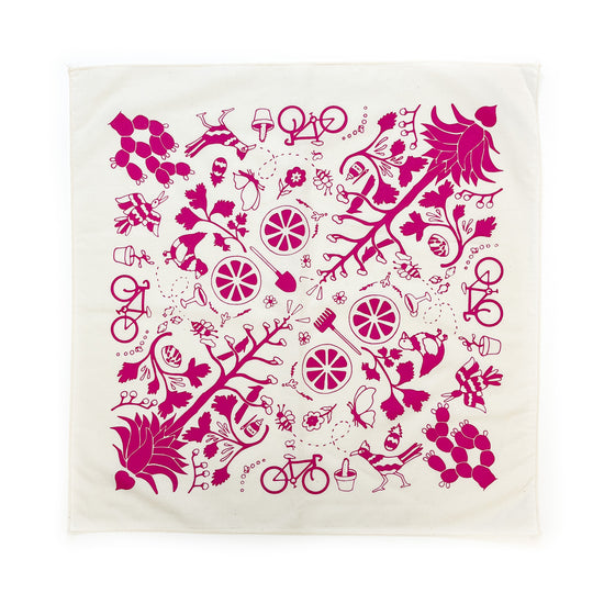 Load image into Gallery viewer, Hand Screen Printed 100% Cotton &amp;quot;AGAVE&amp;quot; Bandana - Hot Pink on Natural
