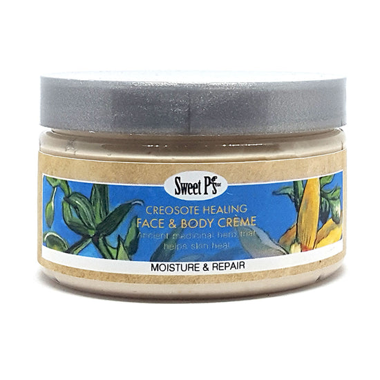 Moisturizing, medicinal, creosote healing face and body creme. Handmade in Tucson, AZ. 