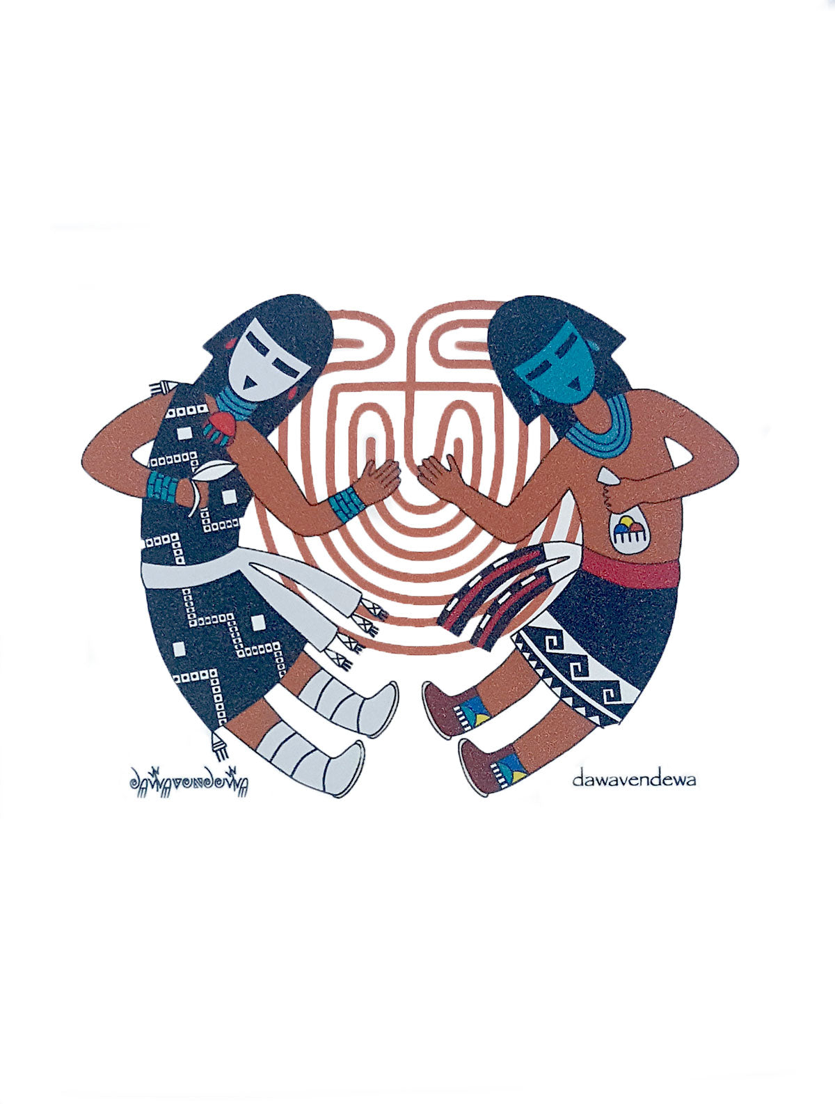 The designs on these cards are prints of original artwork by Hopi Artist&nbsp;Gerald A. A. Dawavendewa. The inside of these cards are blank allowing you to use these for all special occasions. Story on back, comes with white envelope.