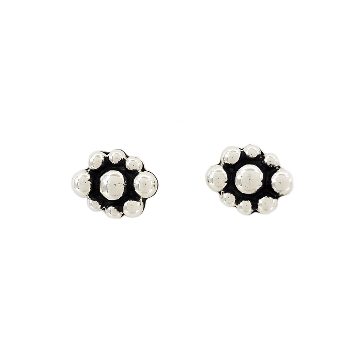 Heavy Gauge Mini Beaded Stud Earrings by Raymond Coriz – Native
