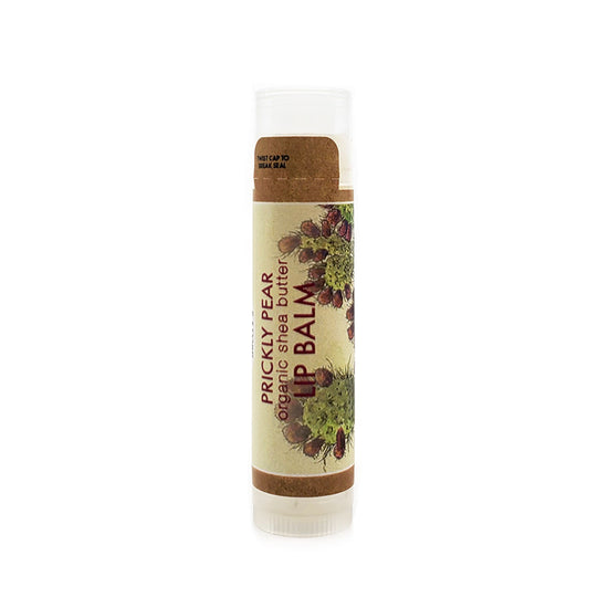Load image into Gallery viewer, SPF 15 Organic Shea Butter Lip Balm made with wild-harvested Prickly Pear juice. Protects from sun, wind, and free radicals. Sweet and moisturizing. Handmade in Tucson, AZ.

